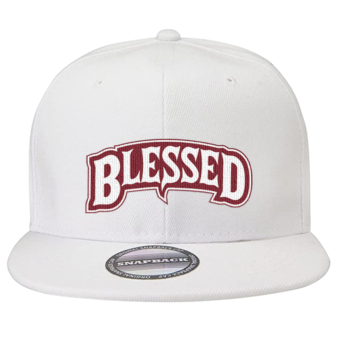 Metallic Burgundy High 1s Snapback Hat | Blessed Arch, White