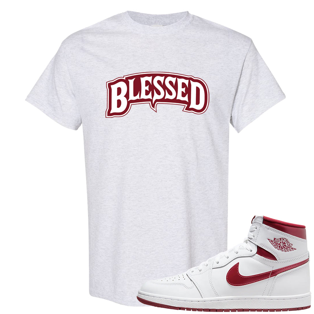 Metallic Burgundy High 1s T Shirt | Blessed Arch, Ash