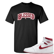 Metallic Burgundy High 1s T Shirt | Blessed Arch, Black