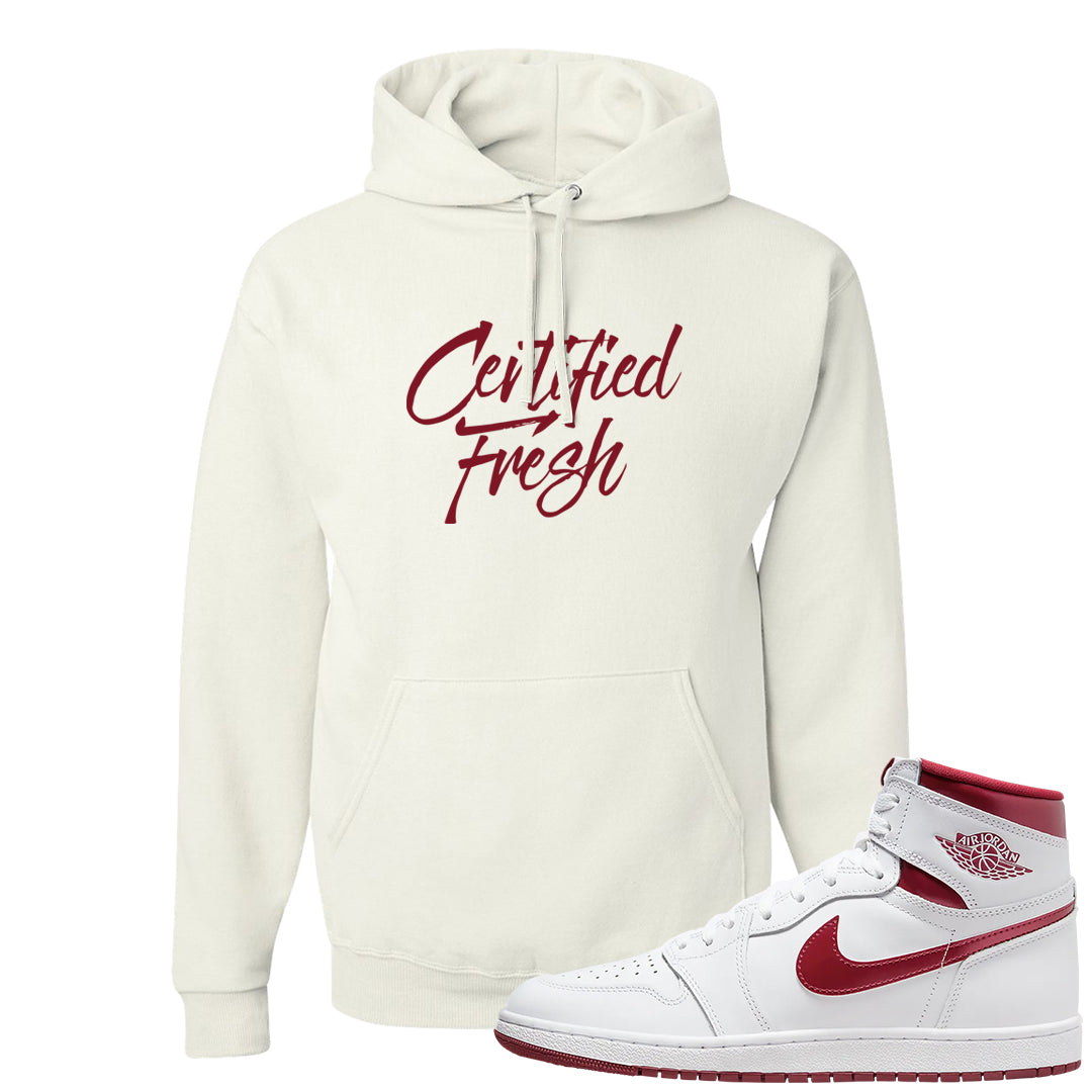 Metallic Burgundy High 1s Hoodie | Certified Fresh, White