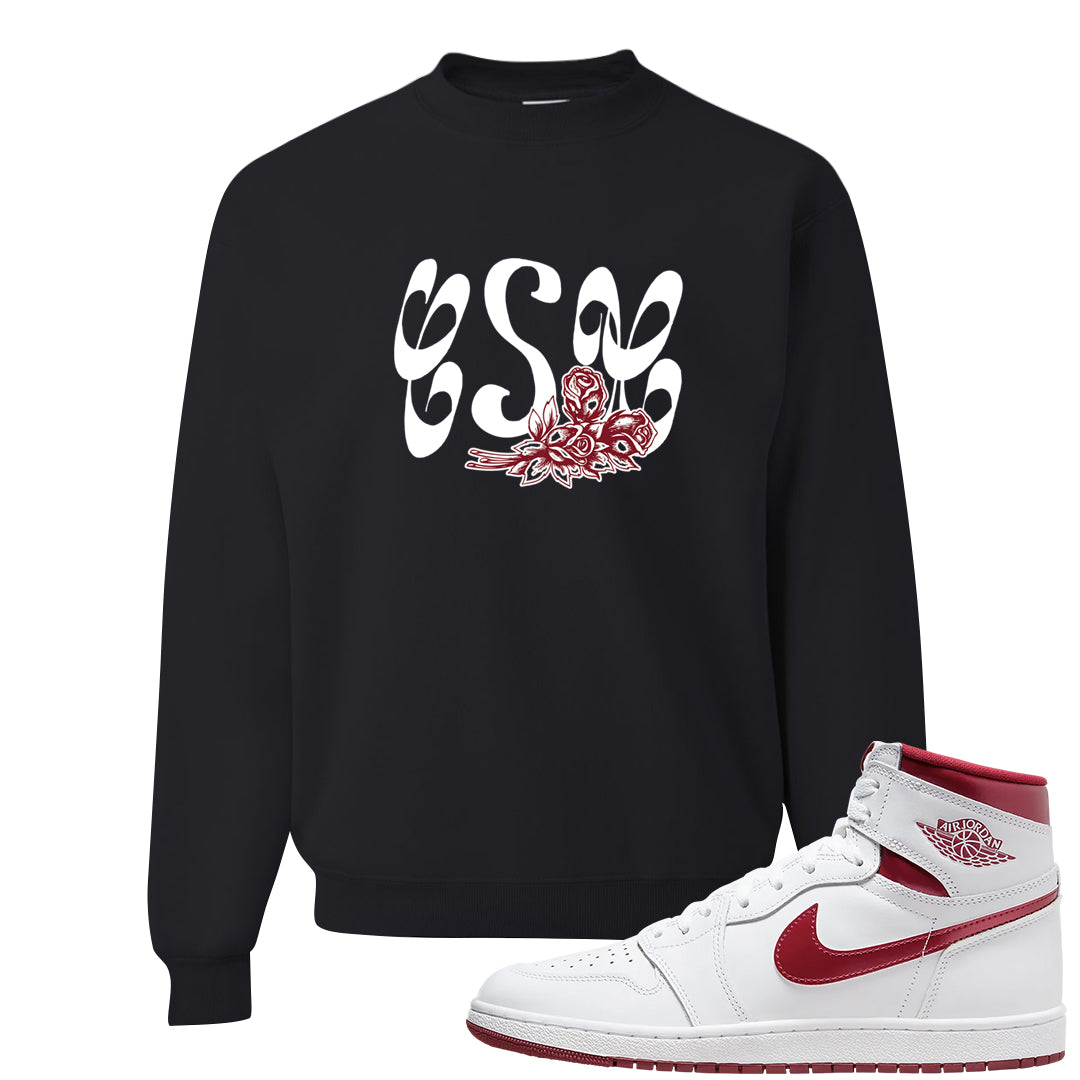Metallic Burgundy High 1s Crewneck Sweatshirt | Certified Sneakerhead, Black