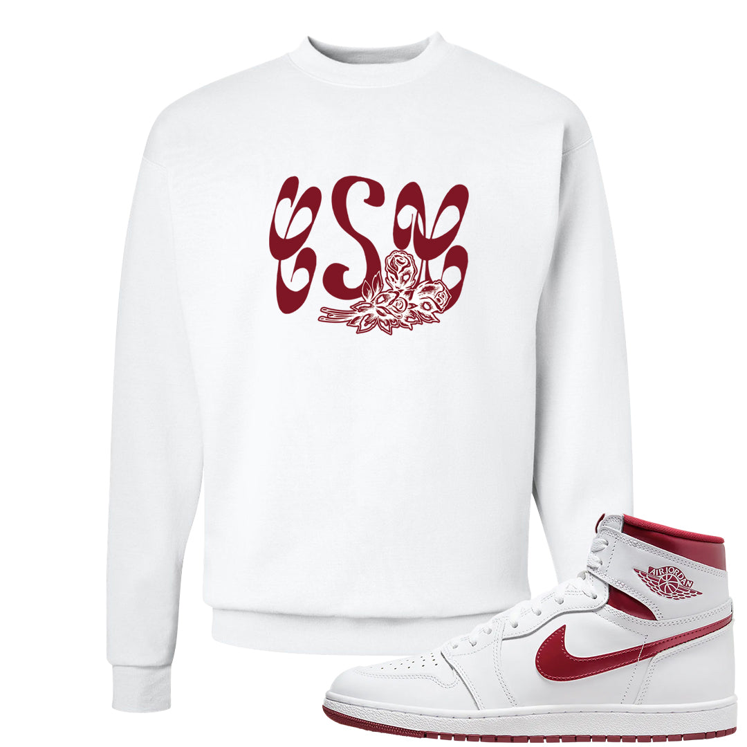 Metallic Burgundy High 1s Crewneck Sweatshirt | Certified Sneakerhead, White