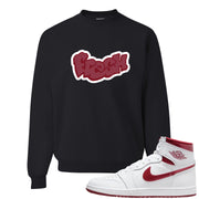 Metallic Burgundy High 1s Crewneck Sweatshirt | Fresh, Black