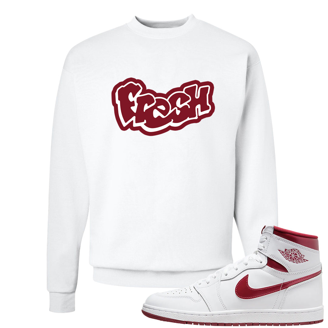 Metallic Burgundy High 1s Crewneck Sweatshirt | Fresh, White