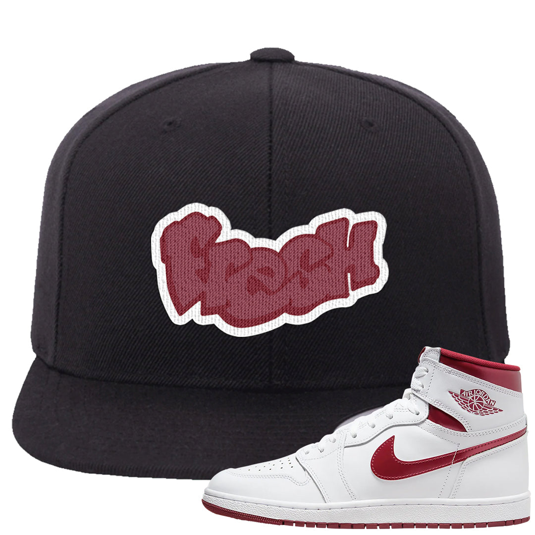 Metallic Burgundy High 1s Snapback Hat | Fresh, Black