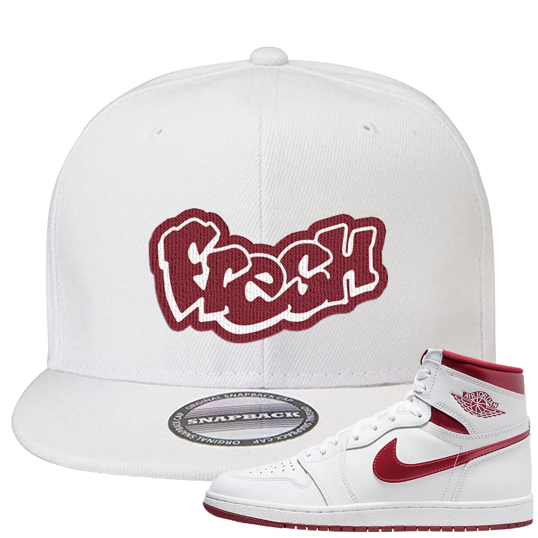 Metallic Burgundy High 1s Snapback Hat | Fresh, White