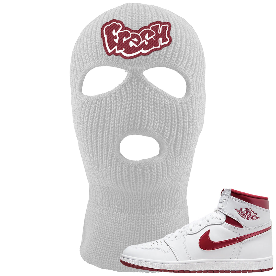 Metallic Burgundy High 1s Ski Mask | Fresh, White