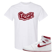 Metallic Burgundy High 1s T Shirt | Fresh, White