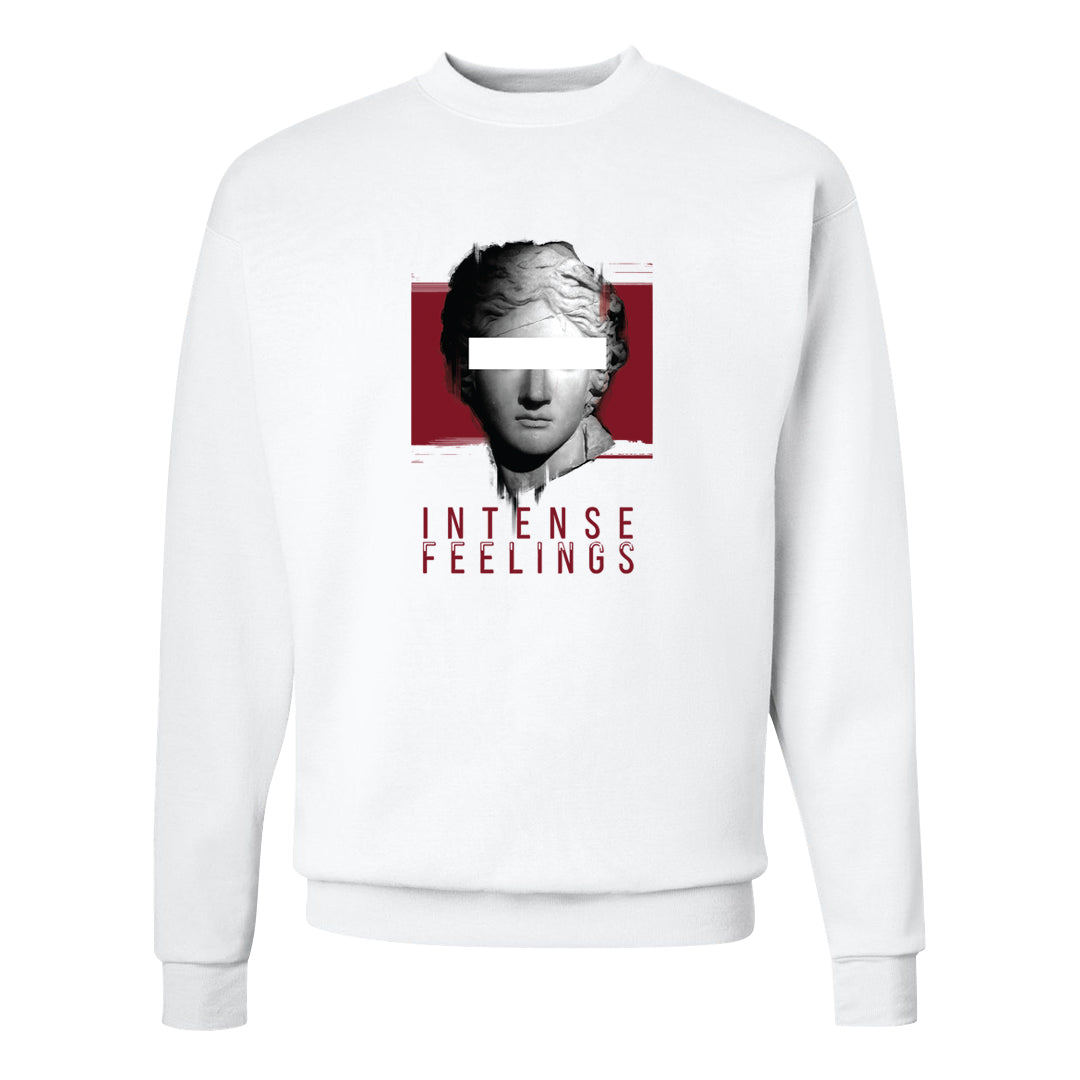 Metallic Burgundy High 1s Crewneck Sweatshirt | Intense Feelings, White