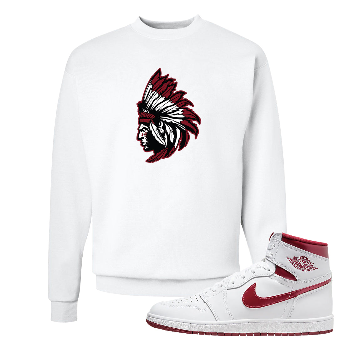 Metallic Burgundy High 1s Crewneck Sweatshirt | Indian Chief, White