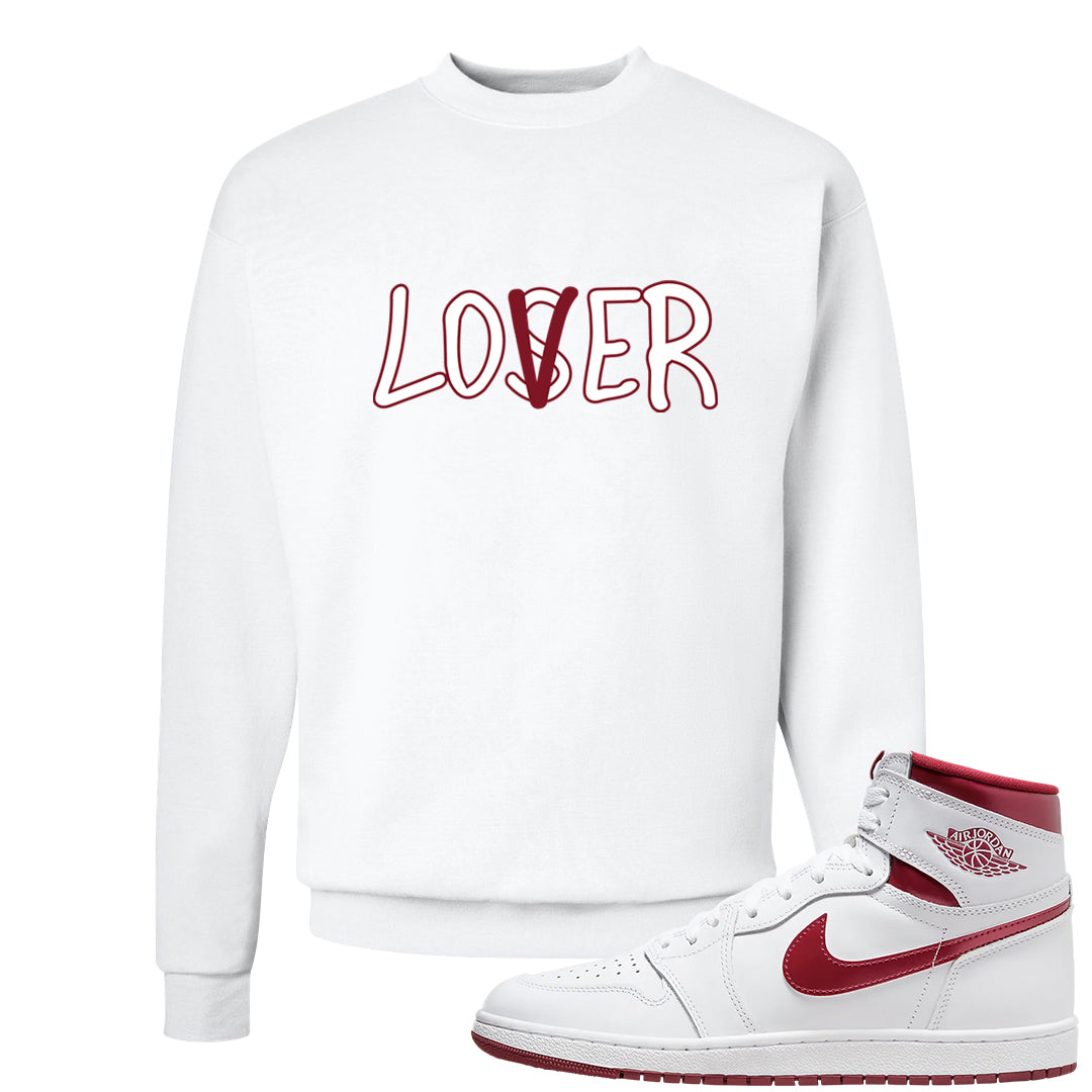 Metallic Burgundy High 1s Crewneck Sweatshirt | Lover, White