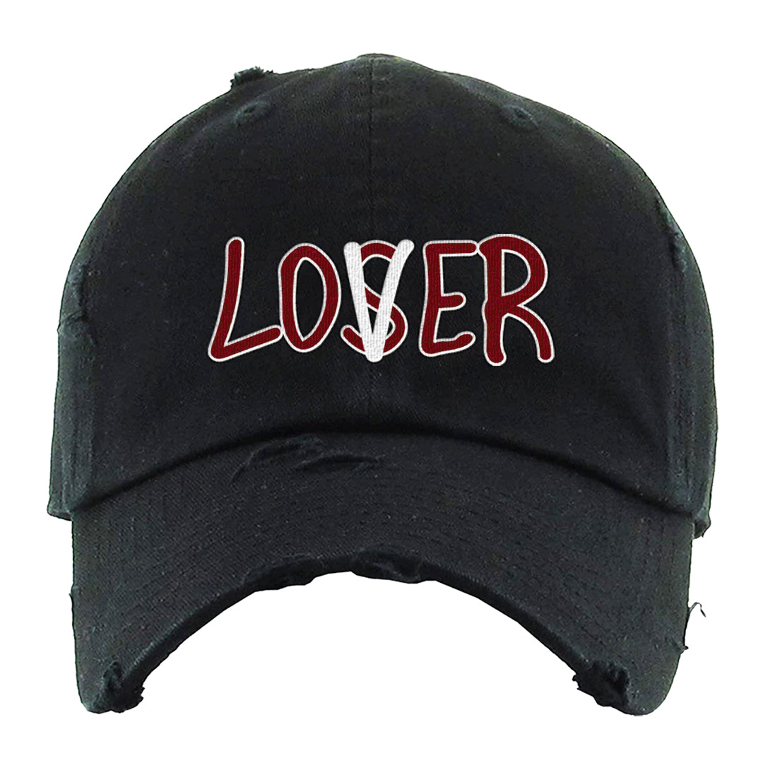 Metallic Burgundy High 1s Distressed Dad Hat | Lover, Black