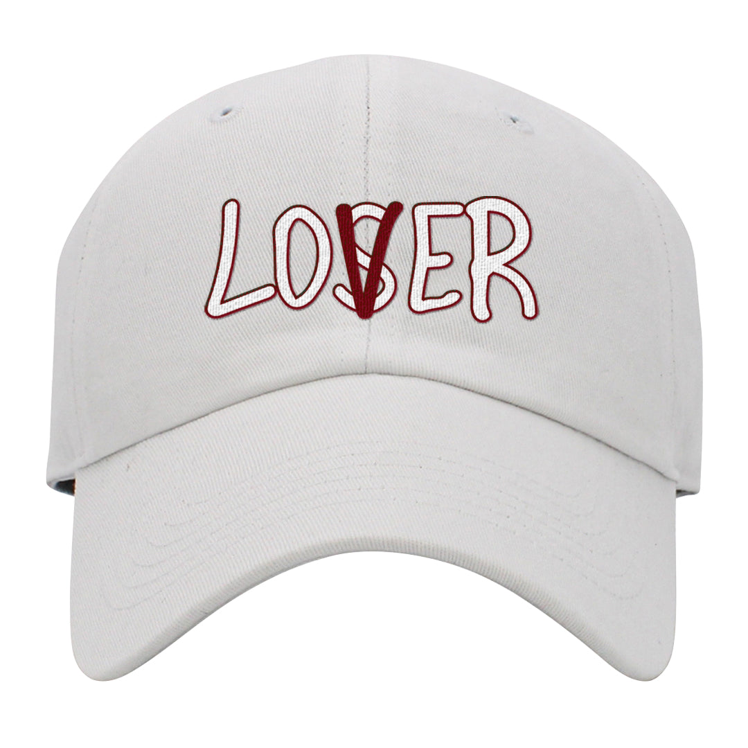 Metallic Burgundy High 1s Dad Hat | Lover, White