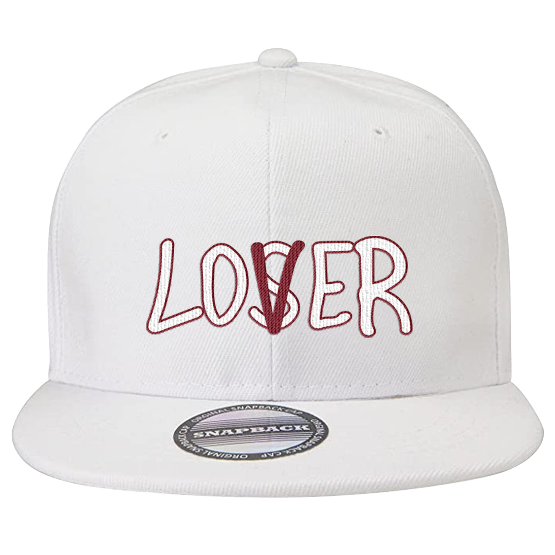 Metallic Burgundy High 1s Snapback Hat | Lover, White