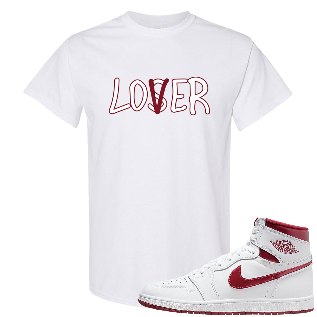 Metallic Burgundy High 1s T Shirt | Lover, White