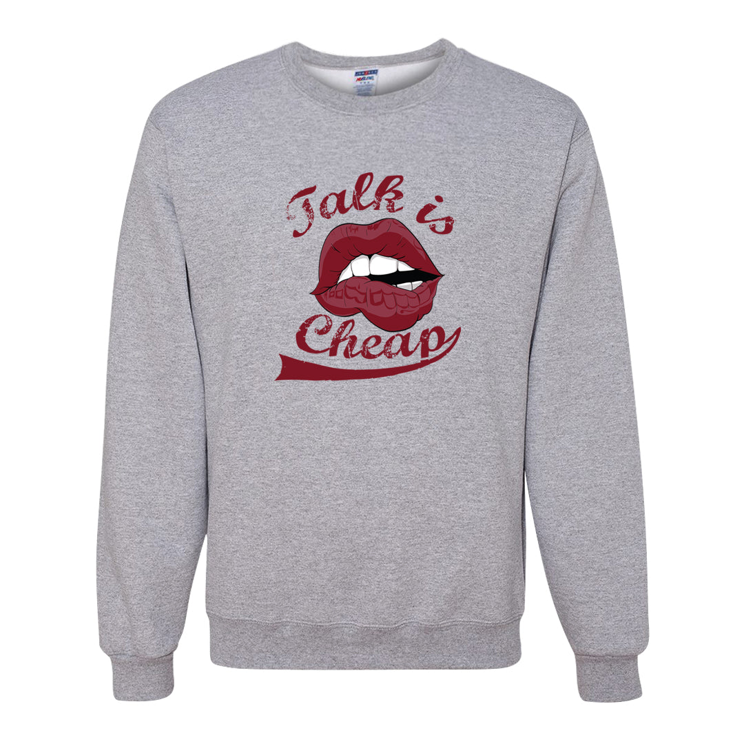 Metallic Burgundy High 1s Crewneck Sweatshirt | Talk Lips, Ash