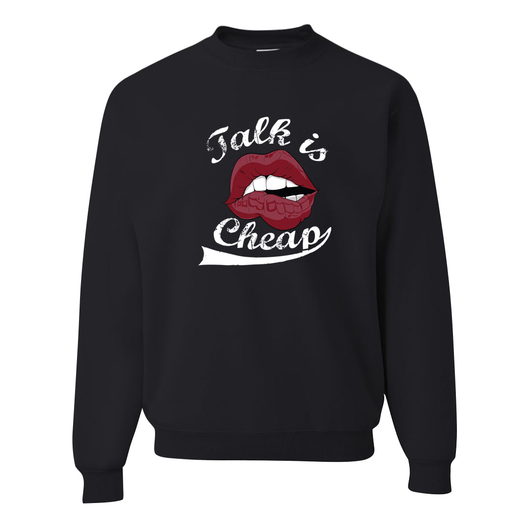 Metallic Burgundy High 1s Crewneck Sweatshirt | Talk Lips, Black