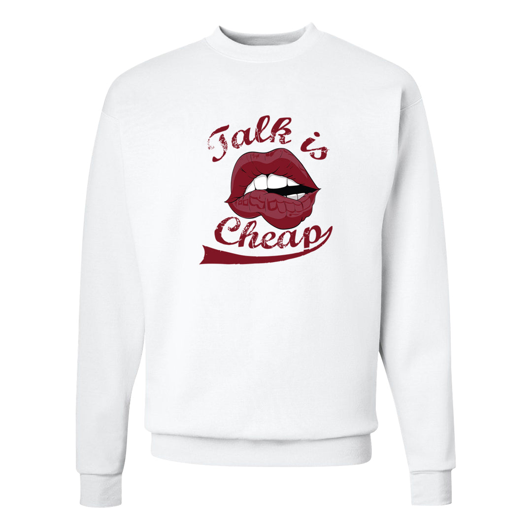 Metallic Burgundy High 1s Crewneck Sweatshirt | Talk Lips, White