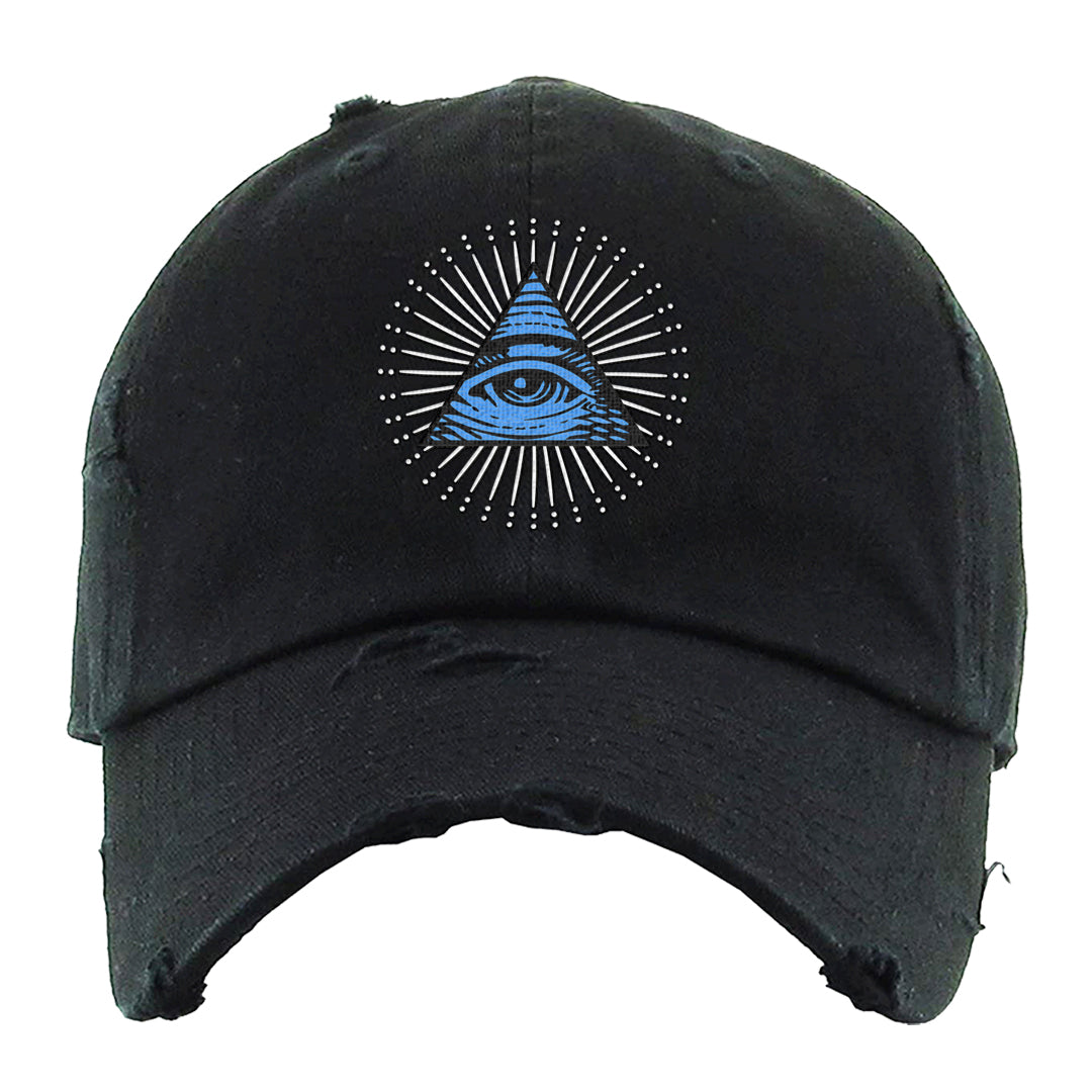UNC Toe High 1s Distressed Dad Hat | All Seeing Eye, Black