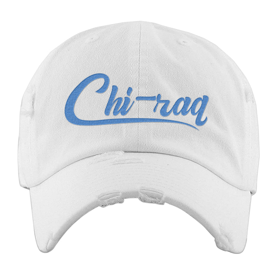 UNC Toe High 1s Distressed Dad Hat | Chiraq, White