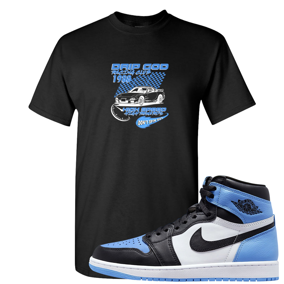 UNC Toe High 1s T Shirt | Drip God Racing Club, Black