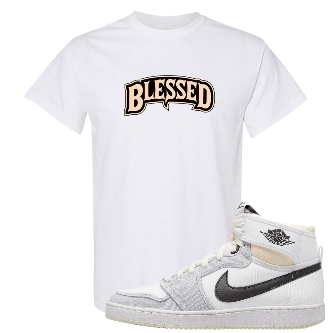 White Grey KO 1s T Shirt | Blessed Arch, White