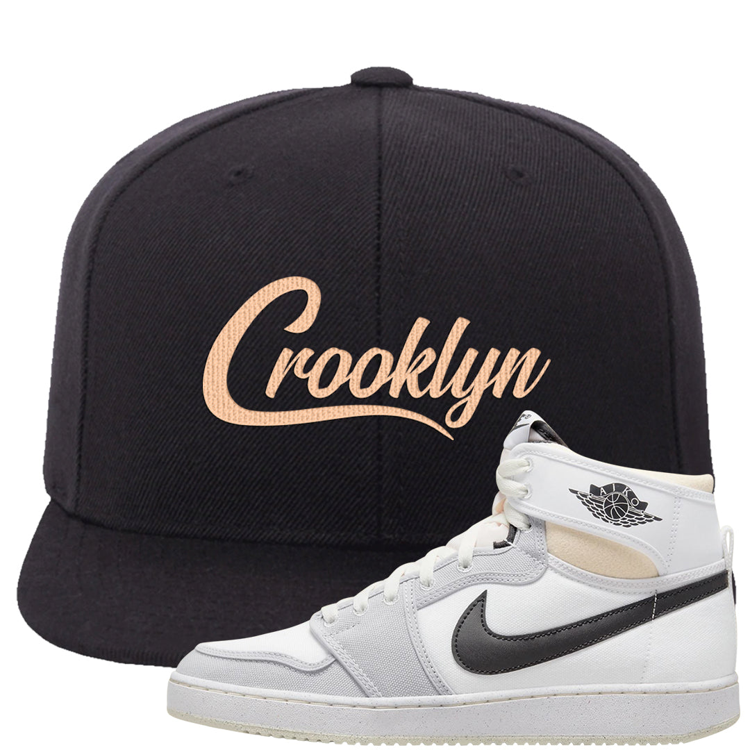 White Grey KO 1s Snapback Hat | Crooklyn, Black