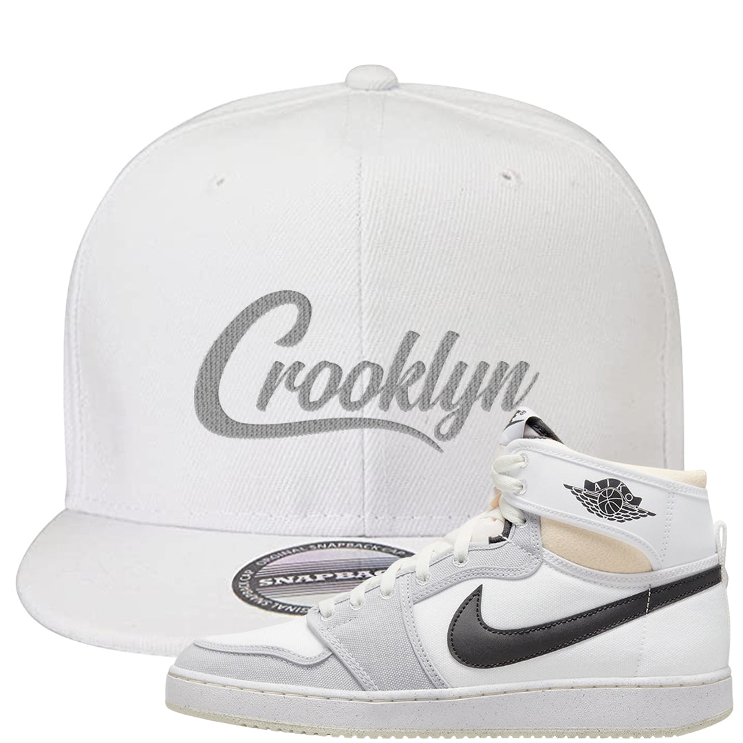 White Grey KO 1s Snapback Hat | Crooklyn, White