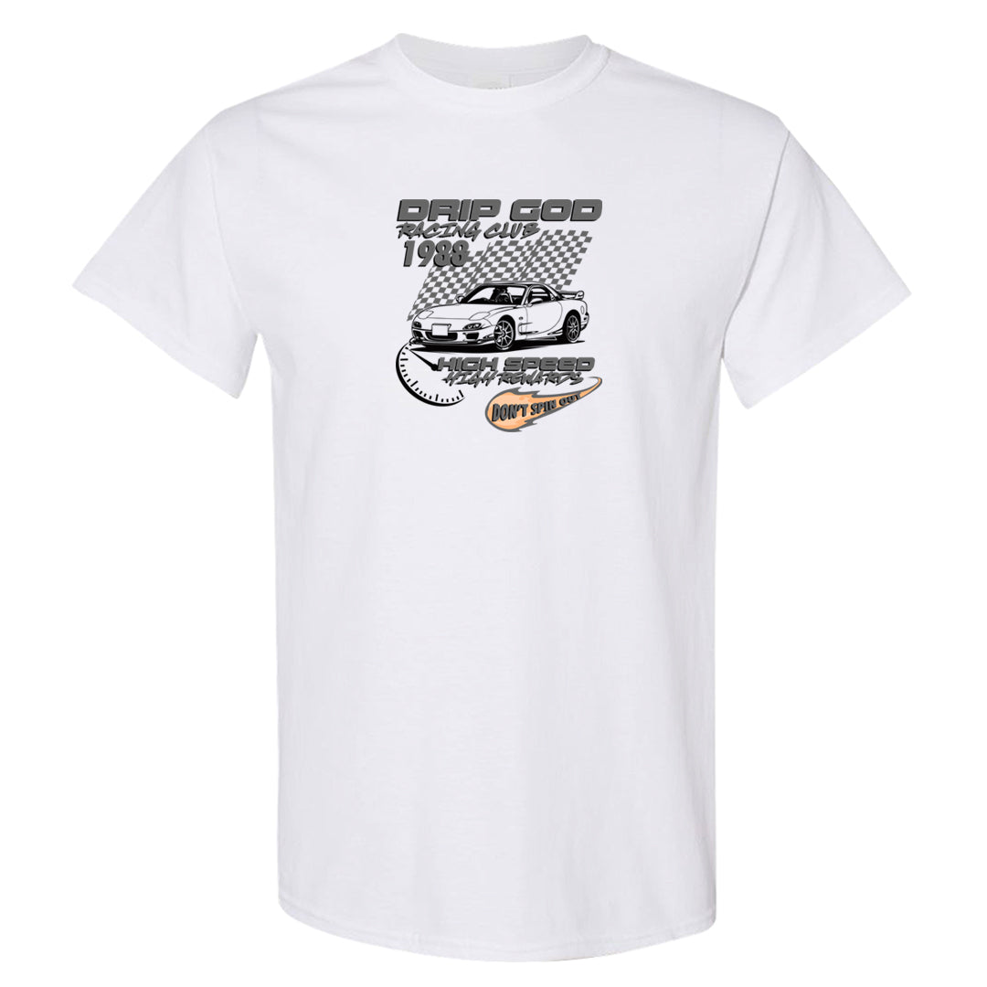 White Grey KO 1s T Shirt | Drip God Racing Club, White