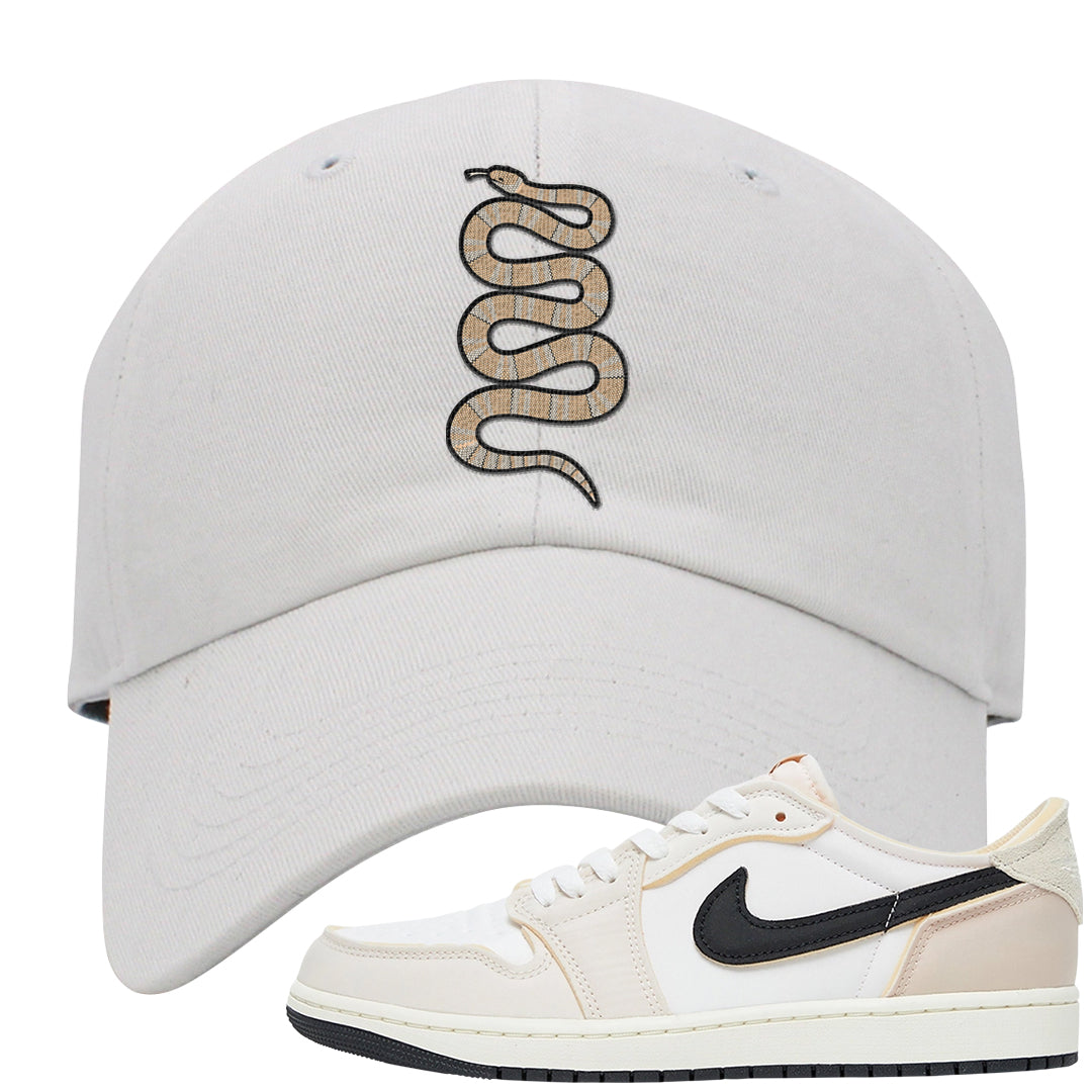 Coconut Milk Low 1s Dad Hat | Coiled Snake, White