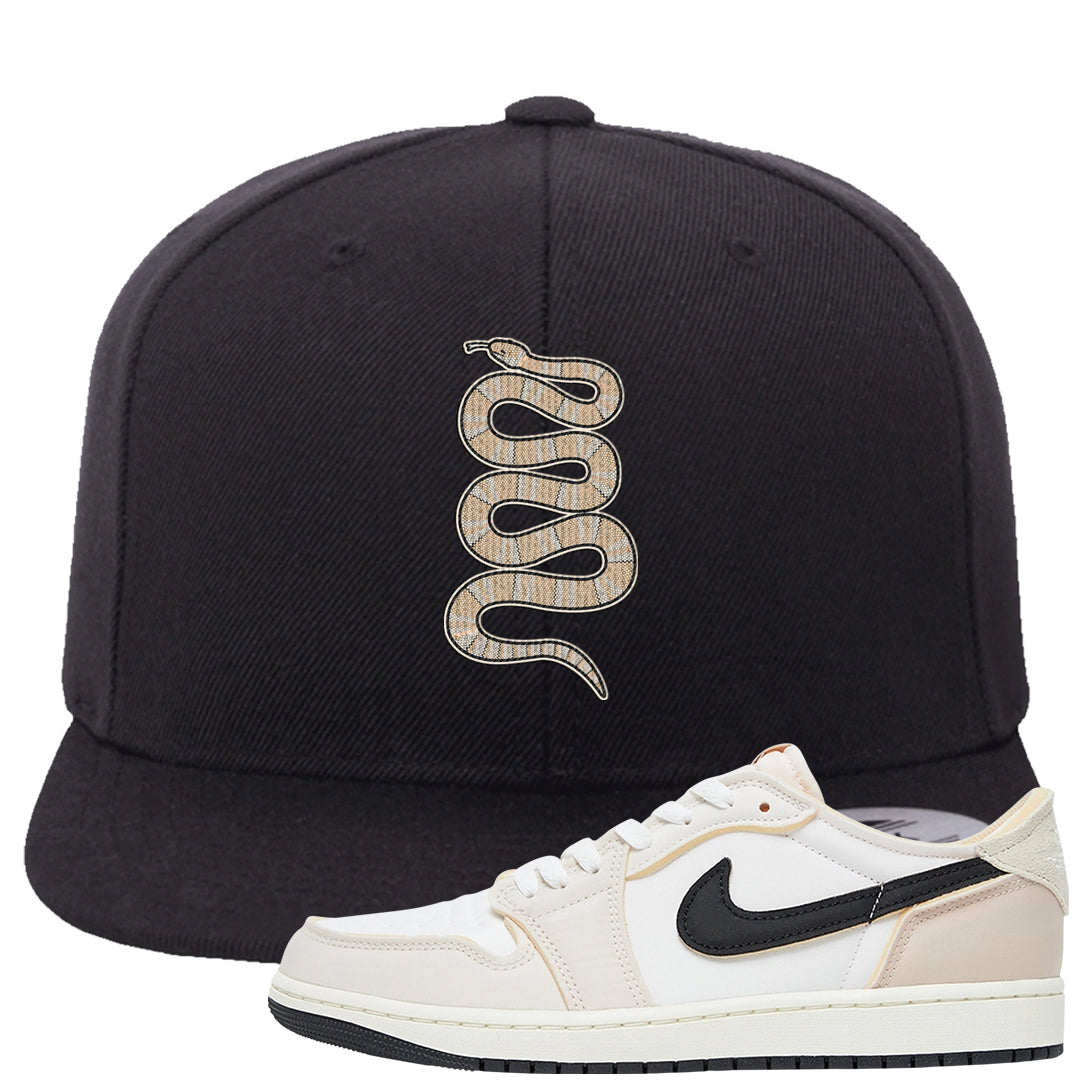 Coconut Milk Low 1s Snapback Hat | Coiled Snake, Black