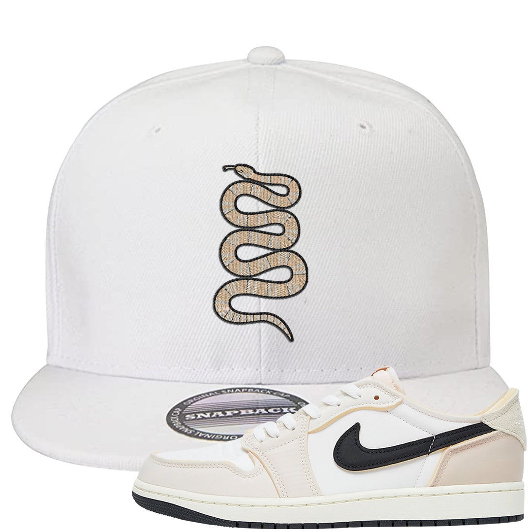 Coconut Milk Low 1s Snapback Hat | Coiled Snake, White