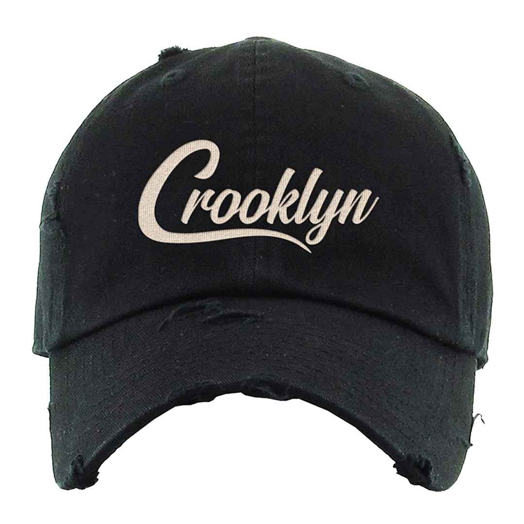 Coconut Milk Low 1s Distressed Dad Hat | Crooklyn, Black