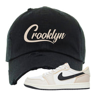 Coconut Milk Low 1s Distressed Dad Hat | Crooklyn, Black