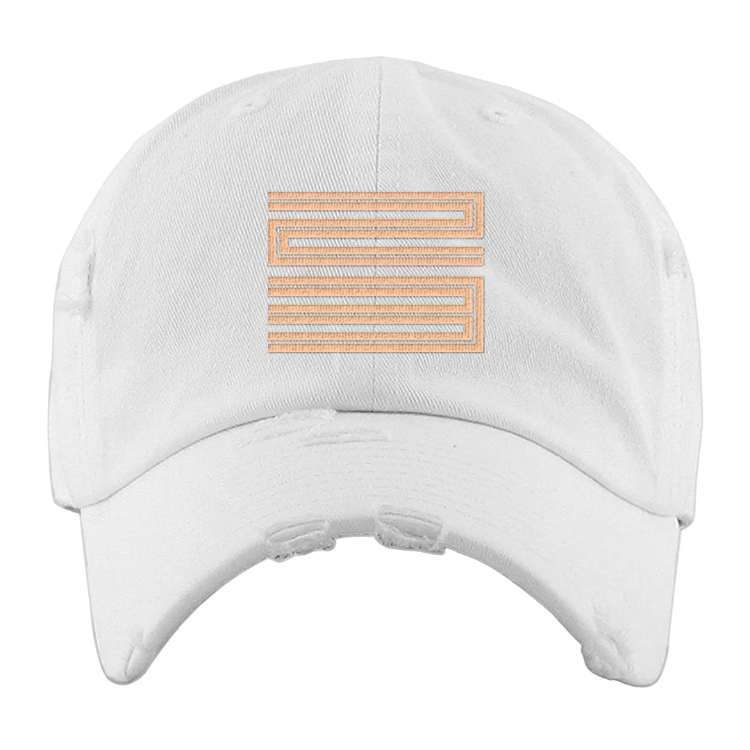 Coconut Milk Low 1s Distressed Dad Hat | Double Line 23, White