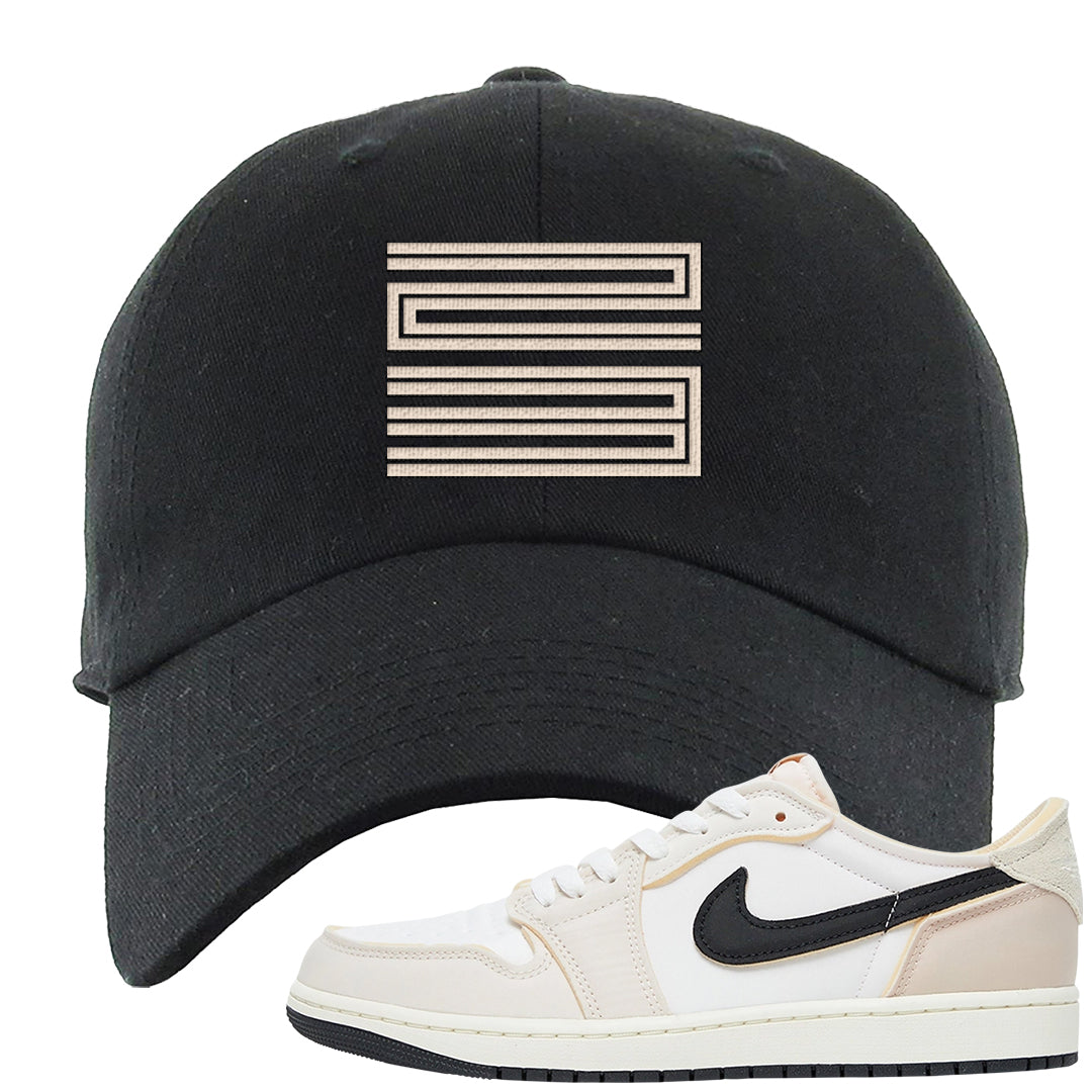 Coconut Milk Low 1s Dad Hat | Double Line 23, Black