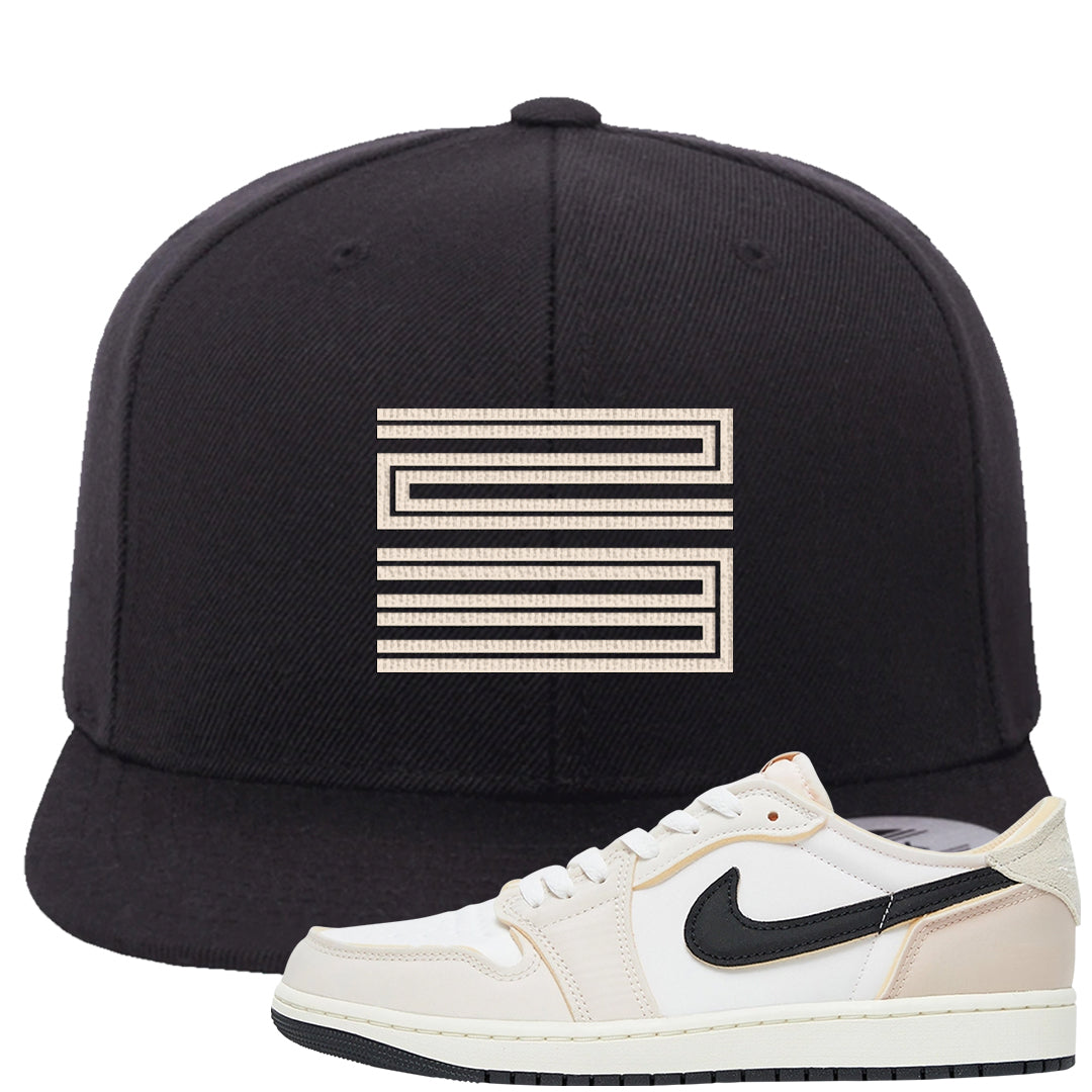 Coconut Milk Low 1s Snapback Hat | Double Line 23, Black