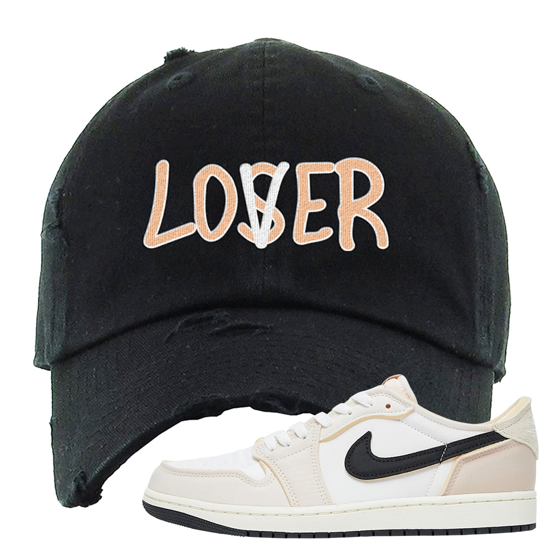 Coconut Milk Low 1s Distressed Dad Hat | Lover, Black