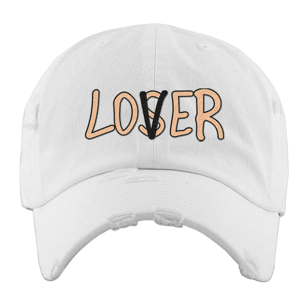 Coconut Milk Low 1s Distressed Dad Hat | Lover, White