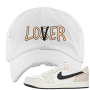 Coconut Milk Low 1s Distressed Dad Hat | Lover, White