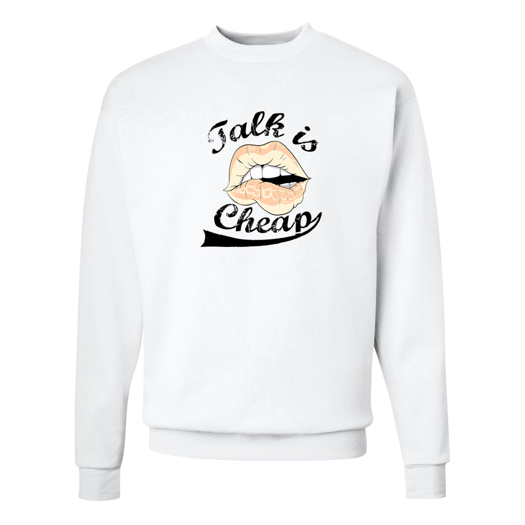 Coconut Milk Low 1s Crewneck Sweatshirt | Talk Lips, White