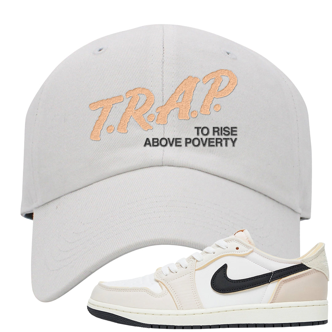 Coconut Milk Low 1s Dad Hat | Trap To Rise Above Poverty, White