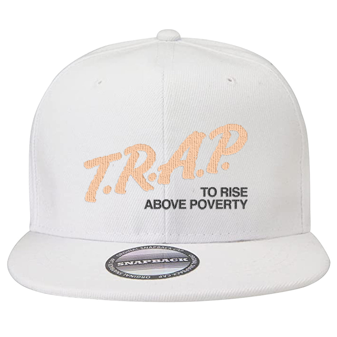 Coconut Milk Low 1s Snapback Hat | Trap To Rise Above Poverty, White