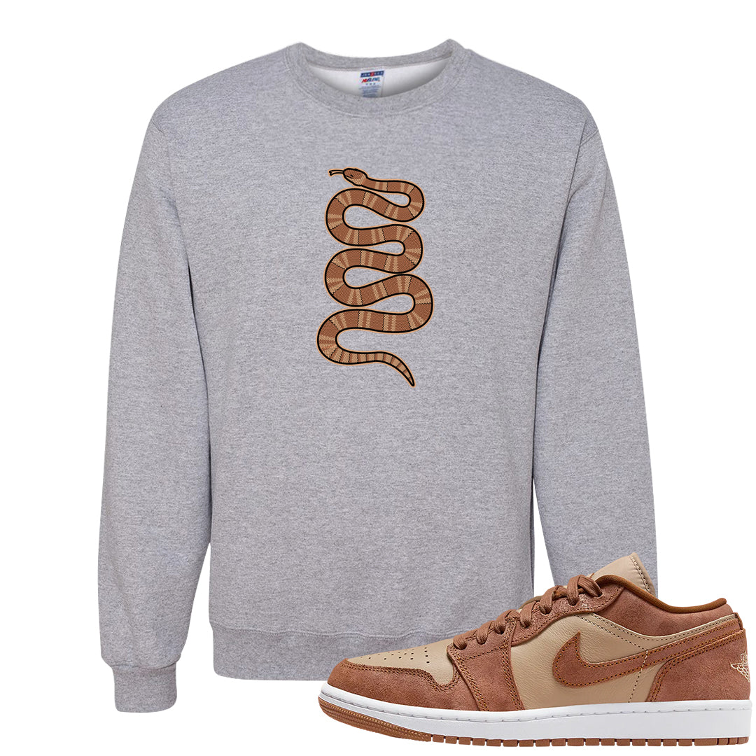 Medium Brown Low 1s Crewneck Sweatshirt | Coiled Snake, Ash