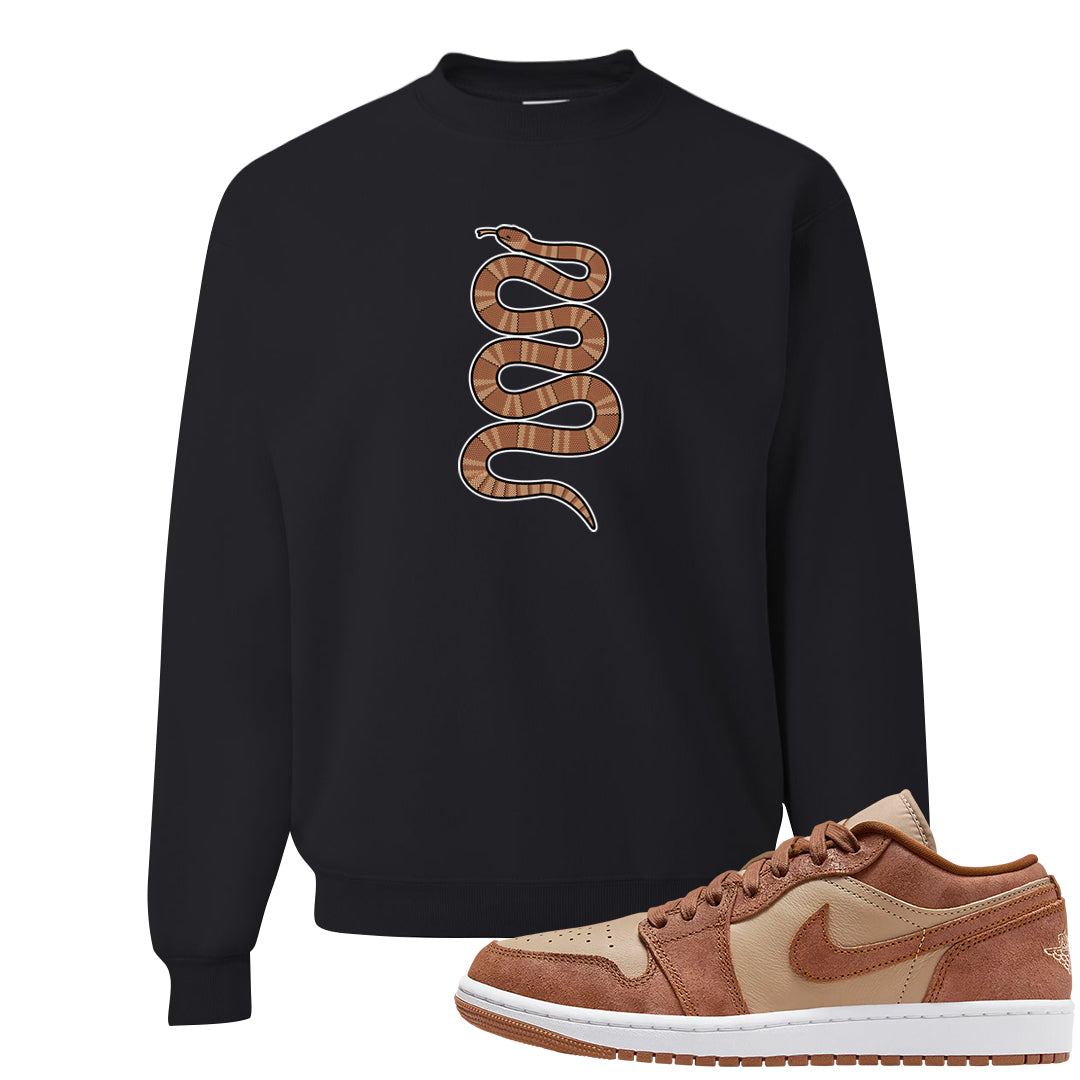Medium Brown Low 1s Crewneck Sweatshirt | Coiled Snake, Black