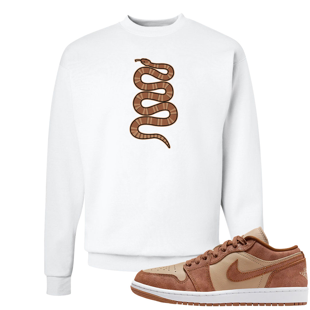 Medium Brown Low 1s Crewneck Sweatshirt | Coiled Snake, White