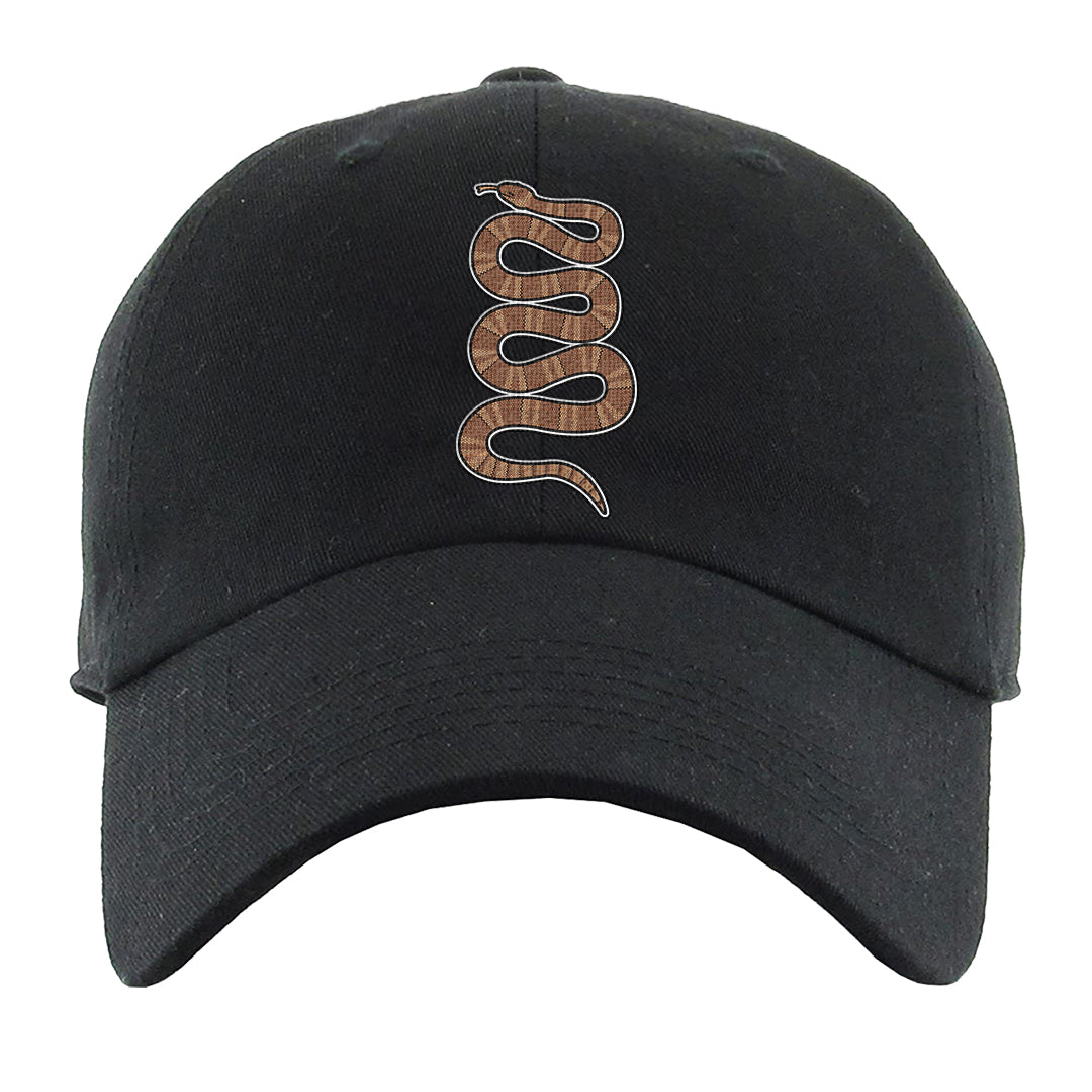 Medium Brown Low 1s Dad Hat | Coiled Snake, Black