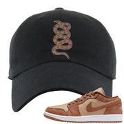 Medium Brown Low 1s Dad Hat | Coiled Snake, Black