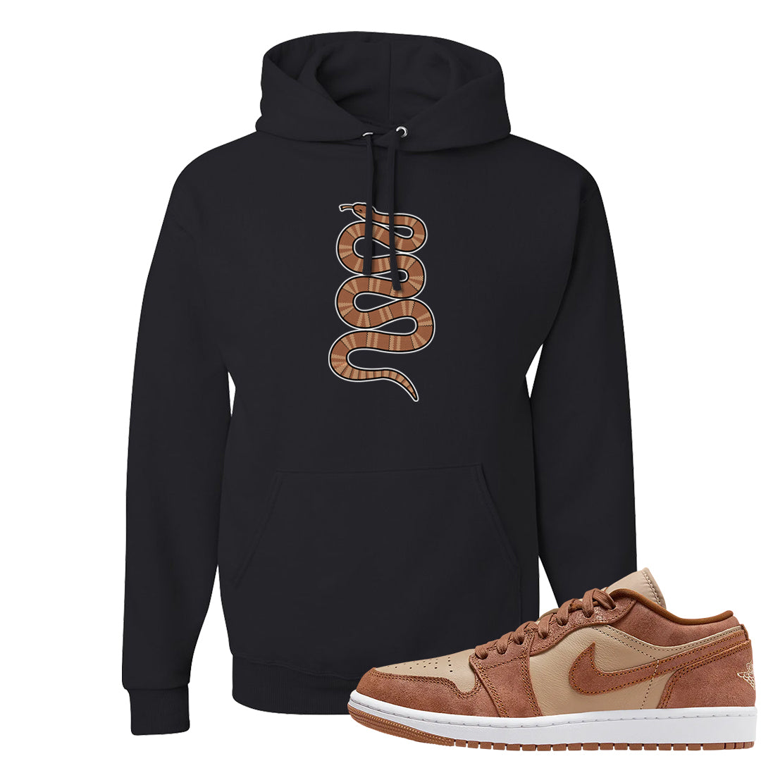 Medium Brown Low 1s Hoodie | Coiled Snake, Black