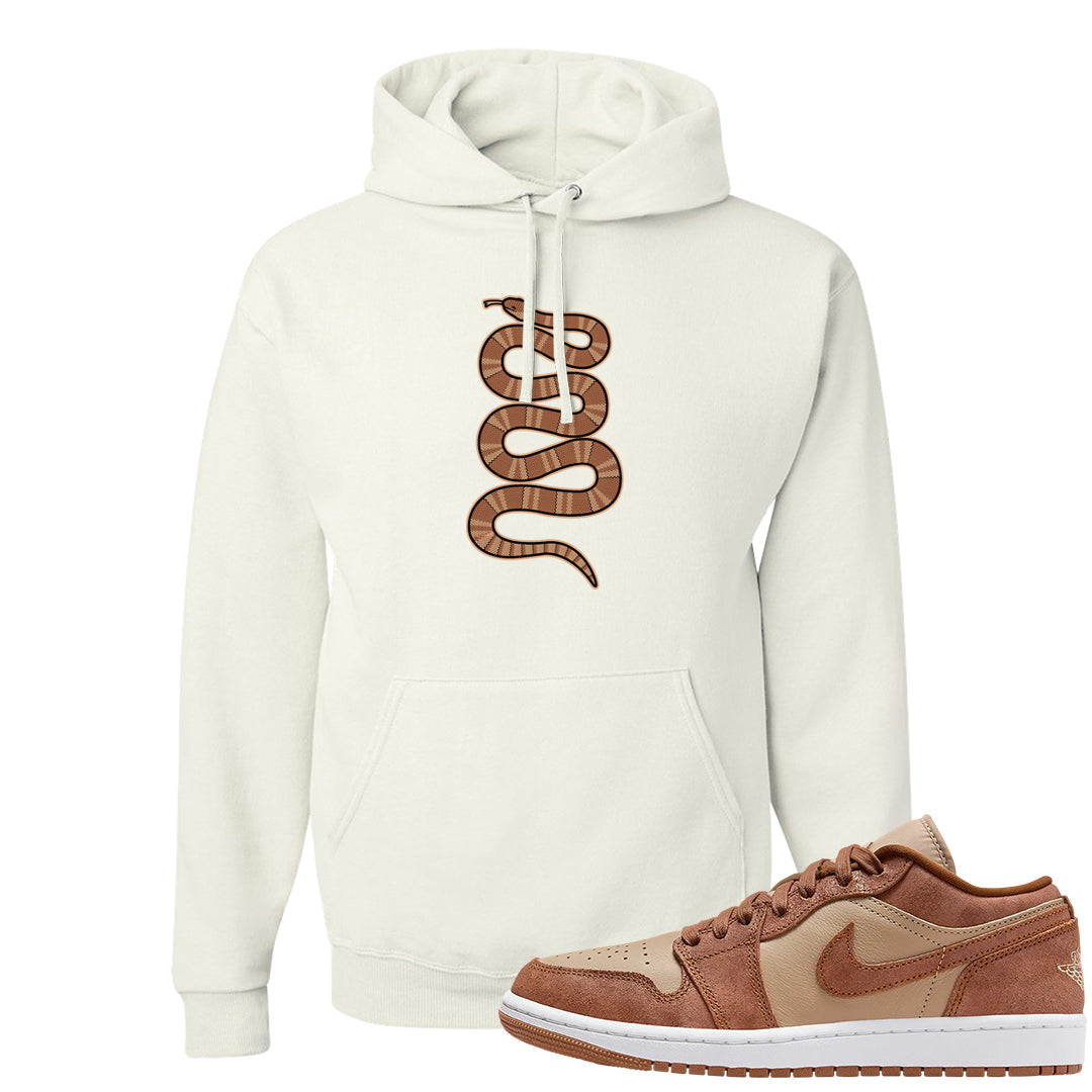 Medium Brown Low 1s Hoodie | Coiled Snake, White